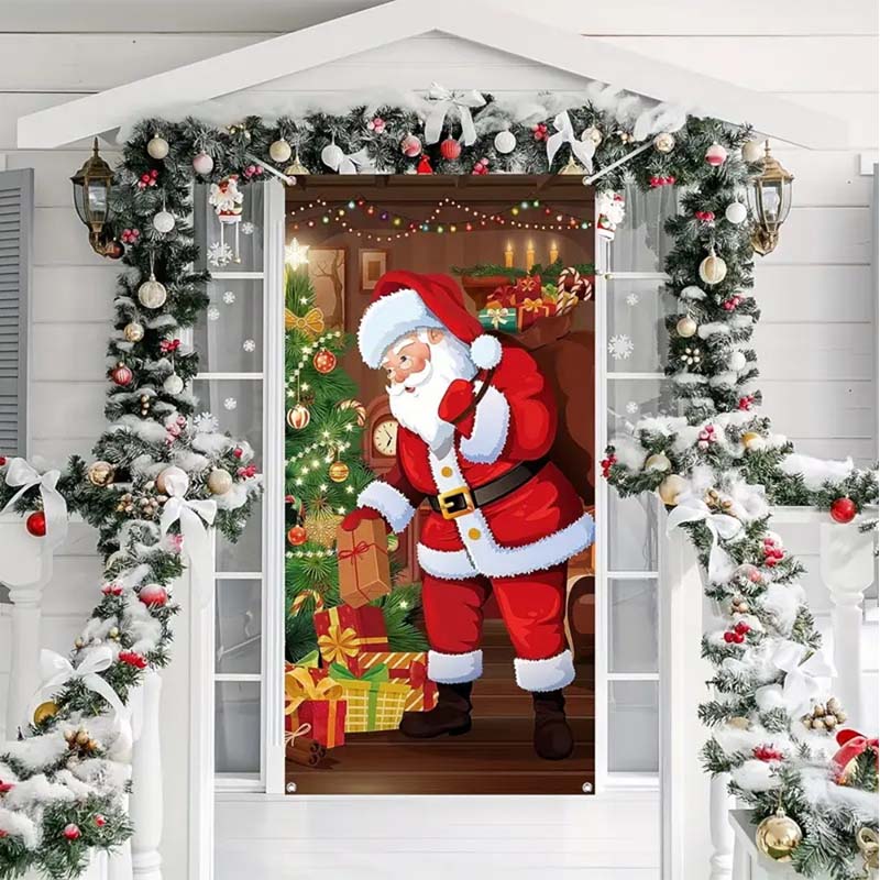Weihnachtliche Türabdeckung für schnelle und stimmungsvolle Weihnachtsdekoration (90 × 180 cm)
