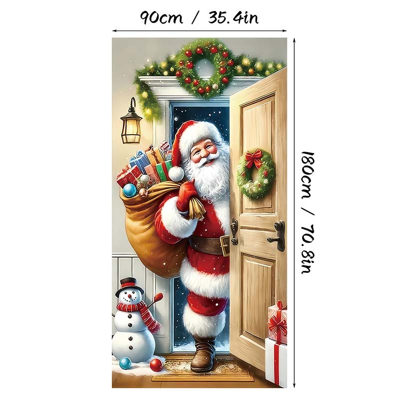 Weihnachtliche Türabdeckung für schnelle und stimmungsvolle Weihnachtsdekoration (90 × 180 cm)