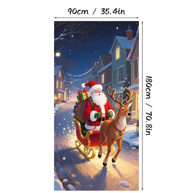 Weihnachtliche Türabdeckung für schnelle und stimmungsvolle Weihnachtsdekoration (90 × 180 cm)
