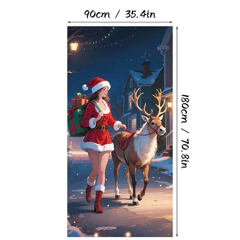Weihnachtliche Türabdeckung für schnelle und stimmungsvolle Weihnachtsdekoration (90 × 180 cm)