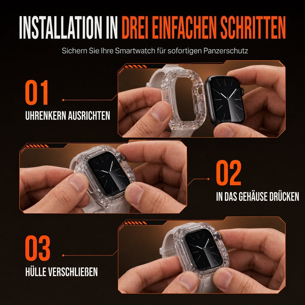 Integriertes Smartwatch-Armband mit Schutzhülle, farbblockiertes, transluzentes Sportarmband für 40 mm, 41 mm, 42 mm, 44 mm, 45 mm, 46 mm, 49 mm