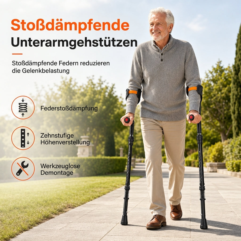 🦯 Faltbare Unterarmgehstützen – stoßdämpfend, stabil & rutschfest 🦵