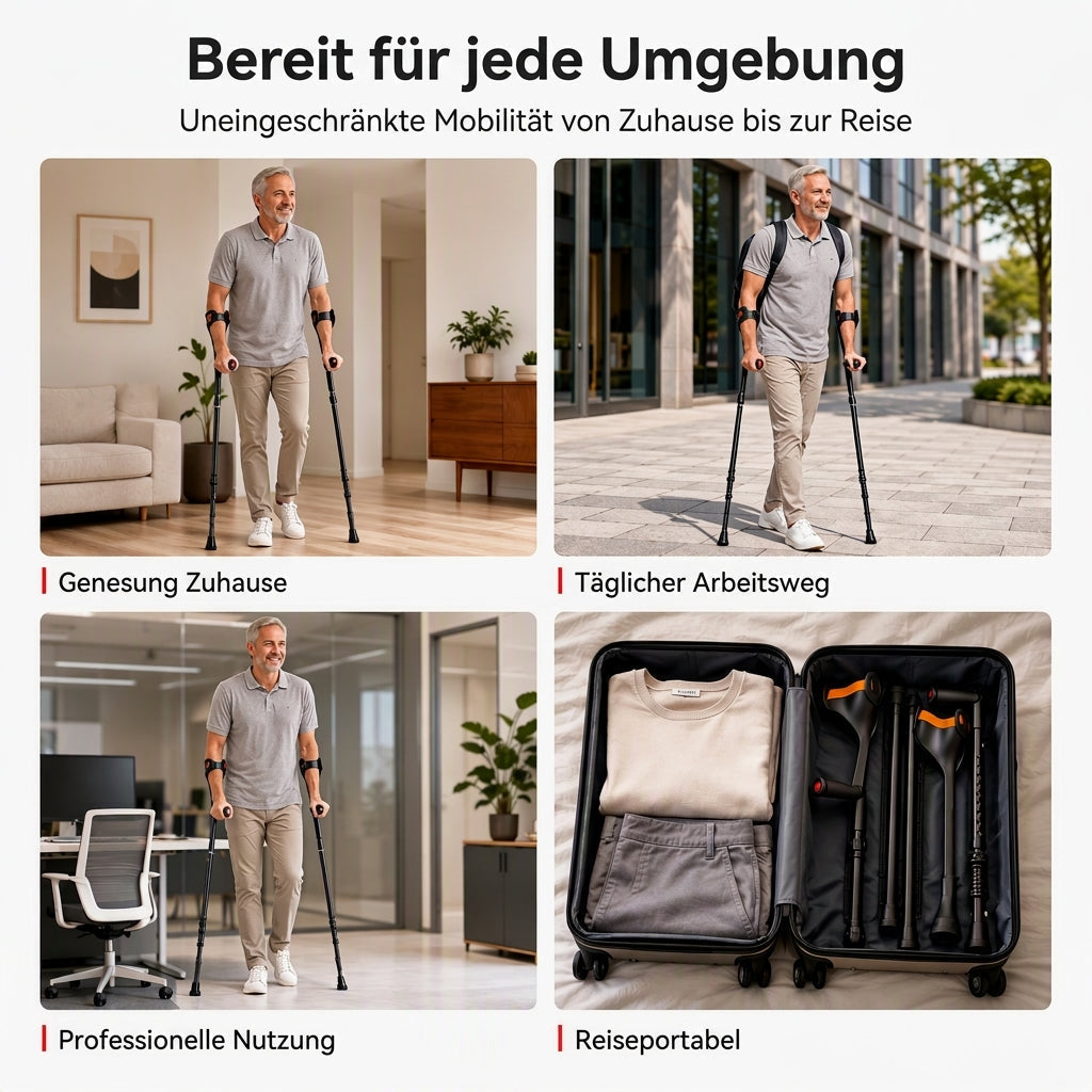 🦯 Faltbare Unterarmgehstützen – stoßdämpfend, stabil & rutschfest 🦵