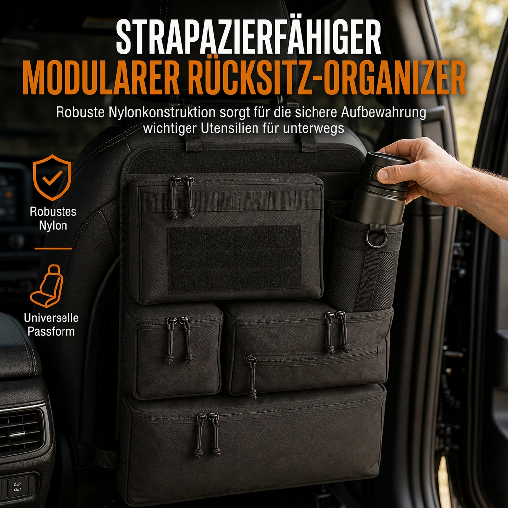 Robuster taktischer Rücksitz-Organizer für Autos aus Nylon, Mehrfachtaschen-Aufbewahrungstasche mit Reißverschluss für SUVs