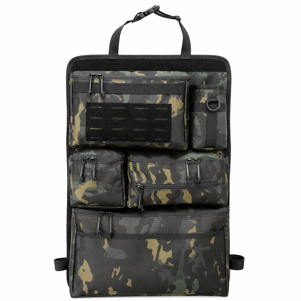 Robuster taktischer Rücksitz-Organizer für Autos aus Nylon, Mehrfachtaschen-Aufbewahrungstasche mit Reißverschluss für SUVs