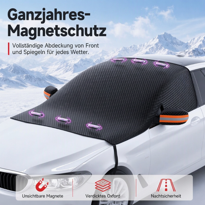 Magnetische Auto-Frontscheibenabdeckung, verdickt, wasserdicht – Sonnenschutz und Schneeschutz mit reflektierenden Streifen