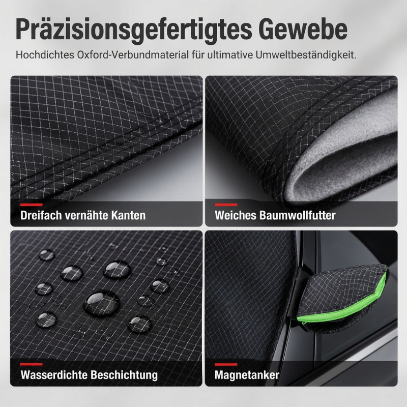 Magnetische Auto-Frontscheibenabdeckung, verdickt, wasserdicht – Sonnenschutz und Schneeschutz mit reflektierenden Streifen