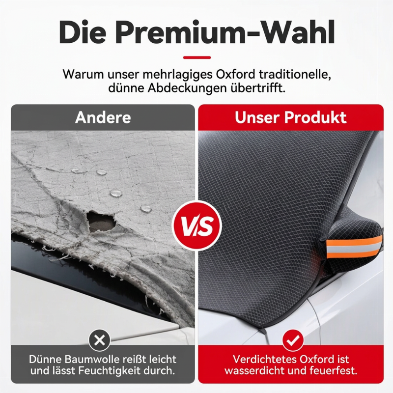 Magnetische Auto-Frontscheibenabdeckung, verdickt, wasserdicht – Sonnenschutz und Schneeschutz mit reflektierenden Streifen