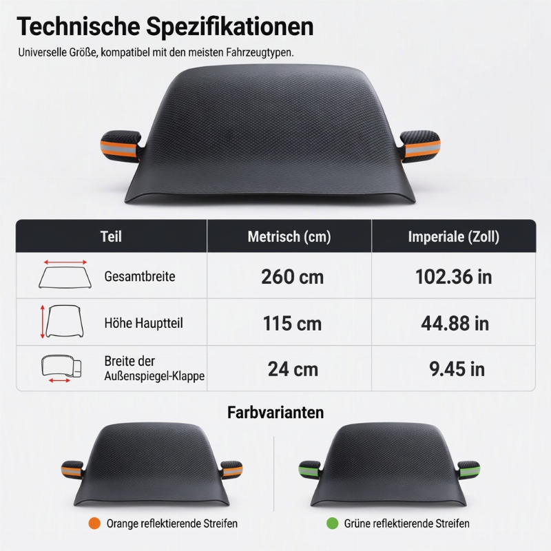 Magnetische Auto-Frontscheibenabdeckung, verdickt, wasserdicht – Sonnenschutz und Schneeschutz mit reflektierenden Streifen