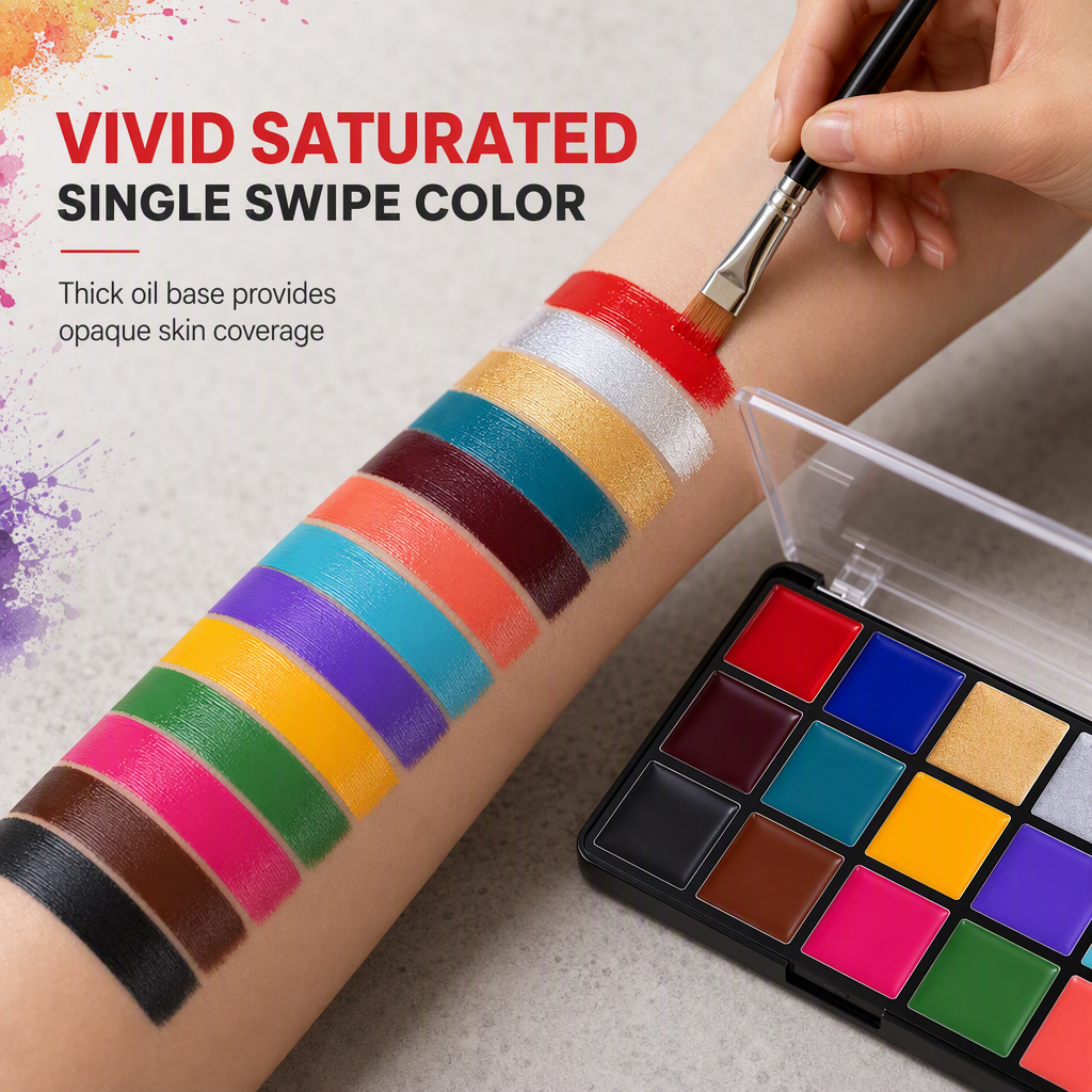 🎨 Palette mit 15 Farben ölbasierter Gesichts- und Körperfarbe