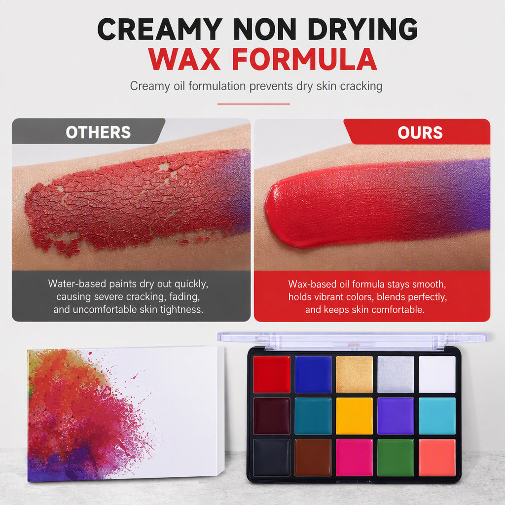 🎨 Palette mit 15 Farben ölbasierter Gesichts- und Körperfarbe