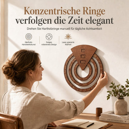 ⏰ Kreisformiger, hölzerner, drehbarer ewiger Kalender als Wanddekoration