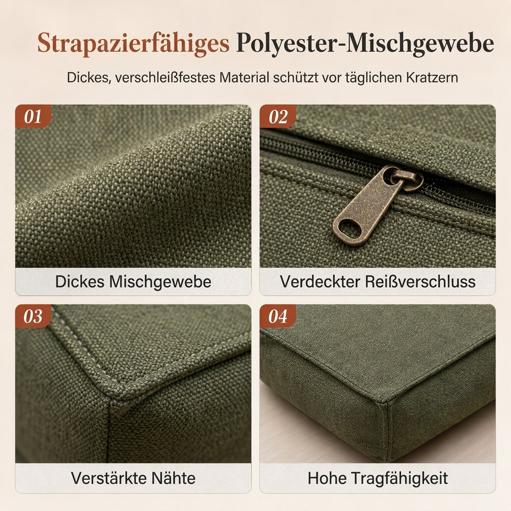 📢 50% RABATT! 🧺 Aufbewahrungs-Pouf-Hülle – Großer Reißverschluss, waschbar & 45x45x23cm ✨