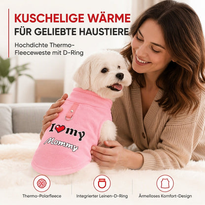 ✨ Warmes Haustierpullover mit Leinenring — "Love Dad & Mum"-Design ❄️