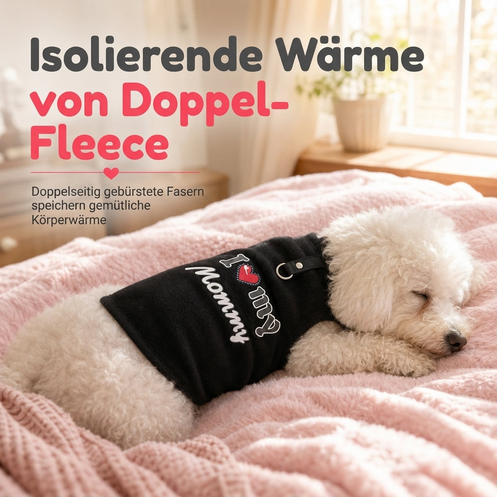 ✨ Warmes Haustierpullover mit Leinenring — "Love Dad & Mum"-Design ❄️