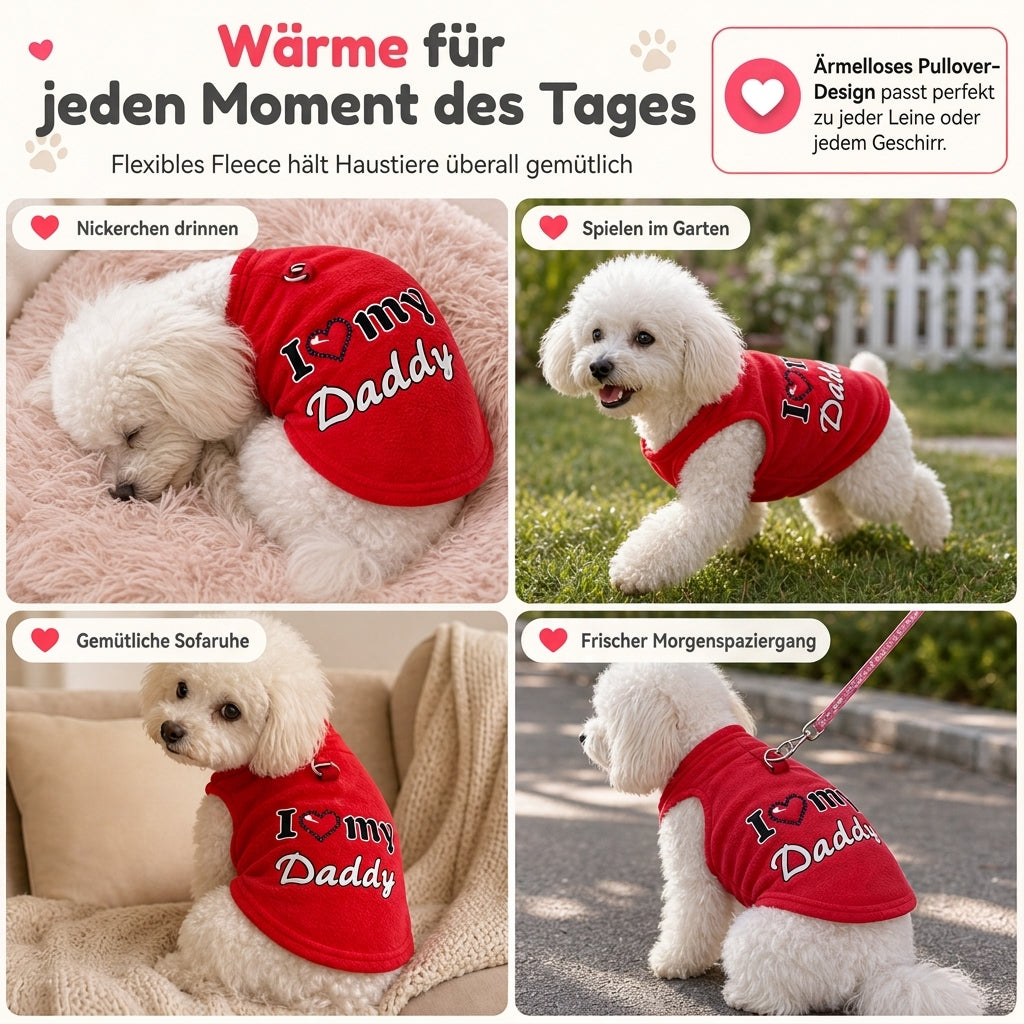 ✨ Warmes Haustierpullover mit Leinenring — "Love Dad & Mum"-Design ❄️
