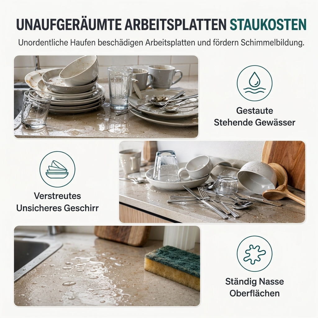 ✨Mehrschichtige Küchen-Abtropfgestell und Aufbewahrungsorganizer für Geschirr mit Stahlrahmen