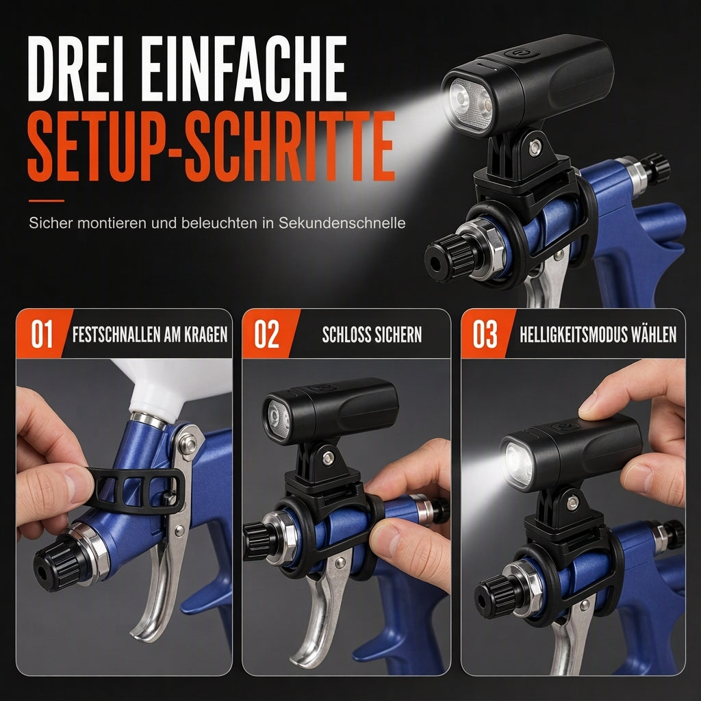 🔧 Leichtes Sprühpistolen-Set – Auto- & Möbel-Retusche, Zusatzbeleuchtung & Gleichmäßiger Lackauftrag 💡