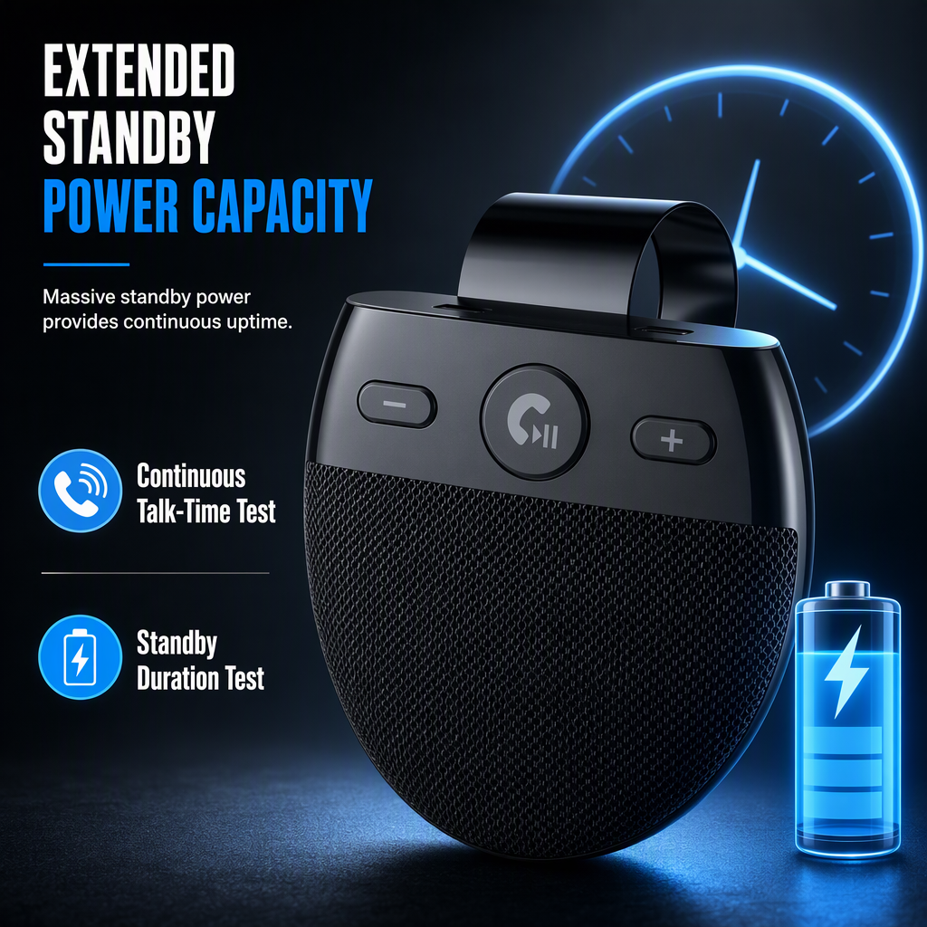 ⏰SP11 Auto-Sonnenblende Bluetooth Freisprecheinrichtung mit vibrationsaktiviertem automatischem Einschalten, A2DP-Unterstützung und Sprachansage der Anrufer-ID