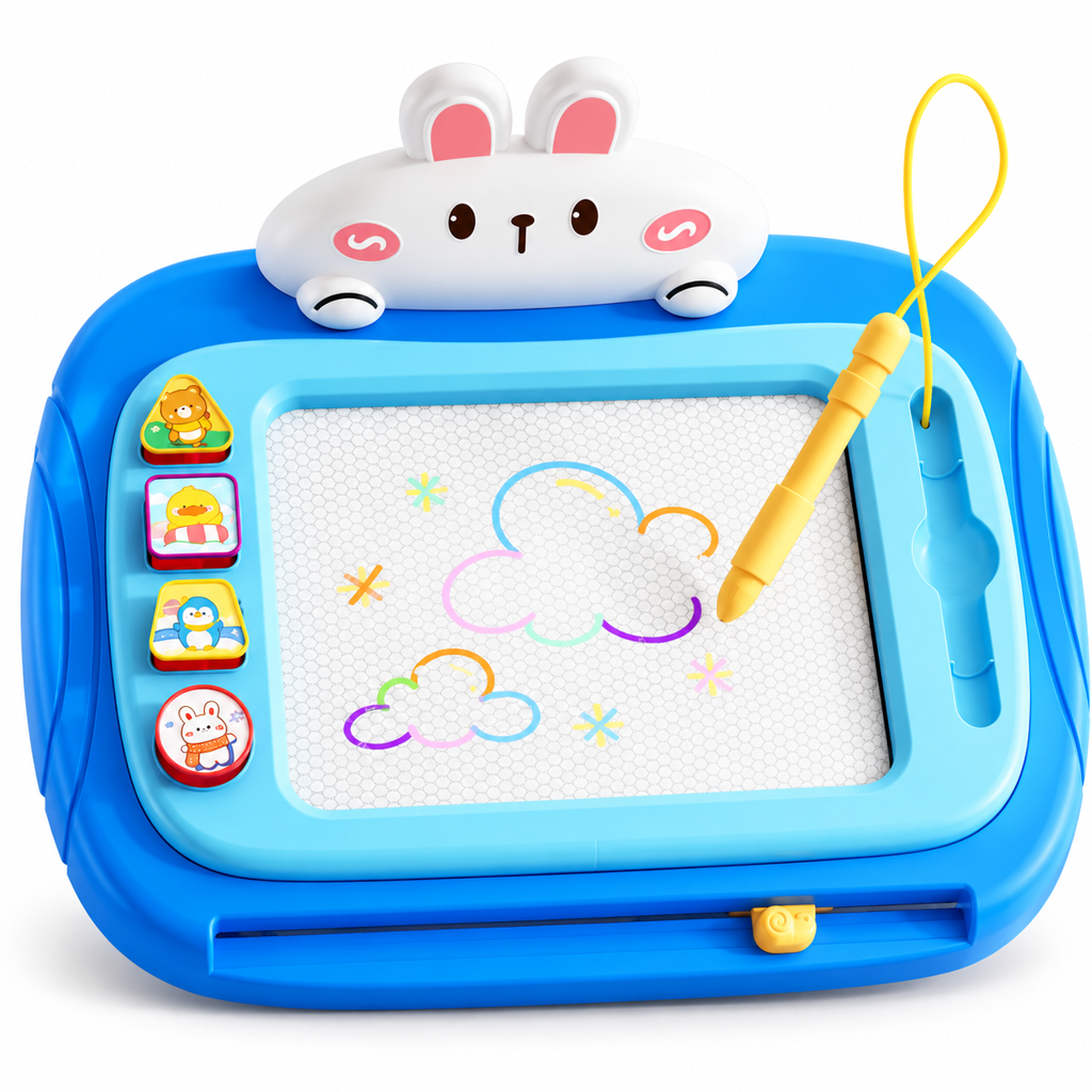 🎨 Magnetisches Zeichenbrett für Kinder – bunter, abwischbarer Zeichenblock mit Stift und 4 Stempeln