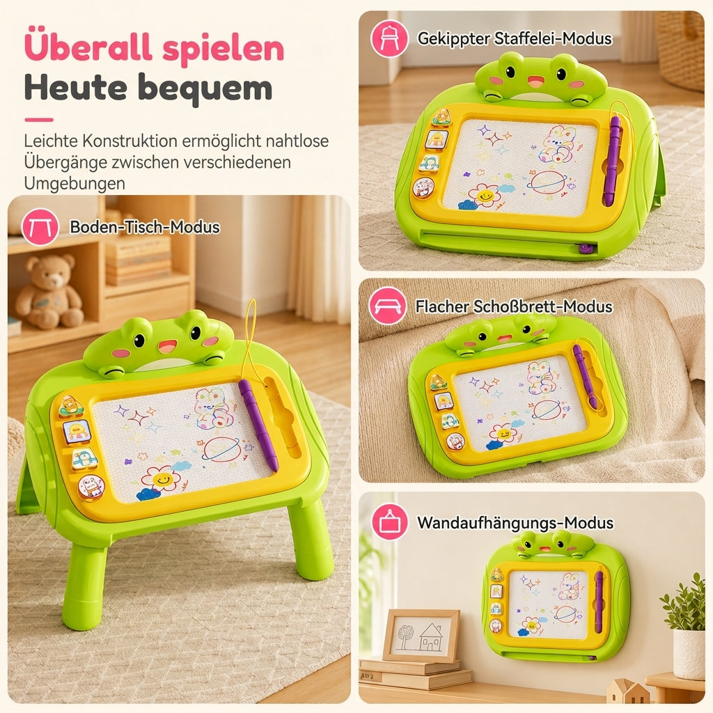 🎨 Magnetisches Zeichenbrett für Kinder – bunter, abwischbarer Zeichenblock mit Stift und 4 Stempeln