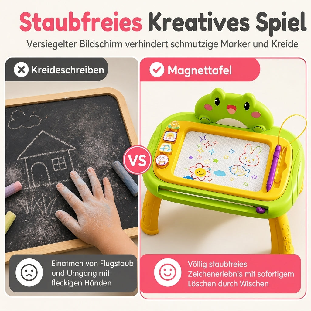 🎨 Magnetisches Zeichenbrett für Kinder – bunter, abwischbarer Zeichenblock mit Stift und 4 Stempeln