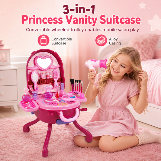 🎀Schminkkoffer mit Spiel-Schminktisch für Kinder – Tragbares Rollenspiel-Set für Mädchen