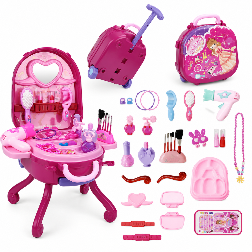 🎀Schminkkoffer mit Spiel-Schminktisch für Kinder – Tragbares Rollenspiel-Set für Mädchen
