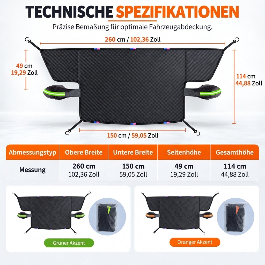 ⏰Ganzjährig abgedeckter, verdickter Auto-Windschutzscheibenschutz für Schnee, Frost und Sonnenschutz