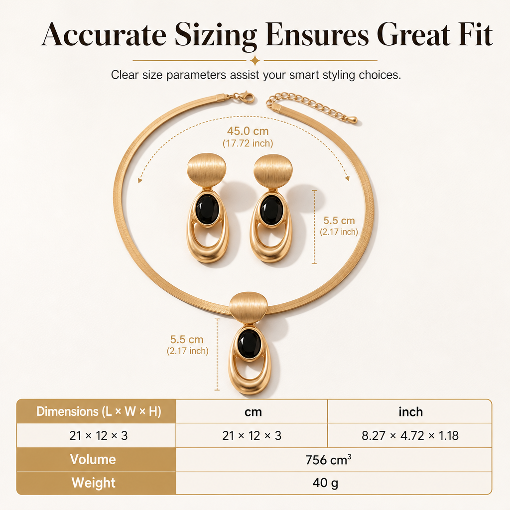 50% RABATT! 💎 Vintage-Schmuckset in gebürstetem Gold & Schwarz – Choker & Ohrringe für Alltag, Banquet & Party