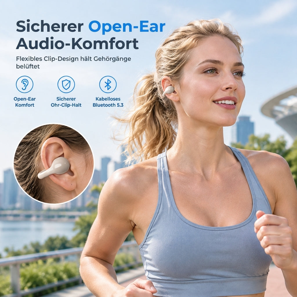⏰Offene Ohr-Clip-On kabellose Bluetooth-Kopfhörer für Sport