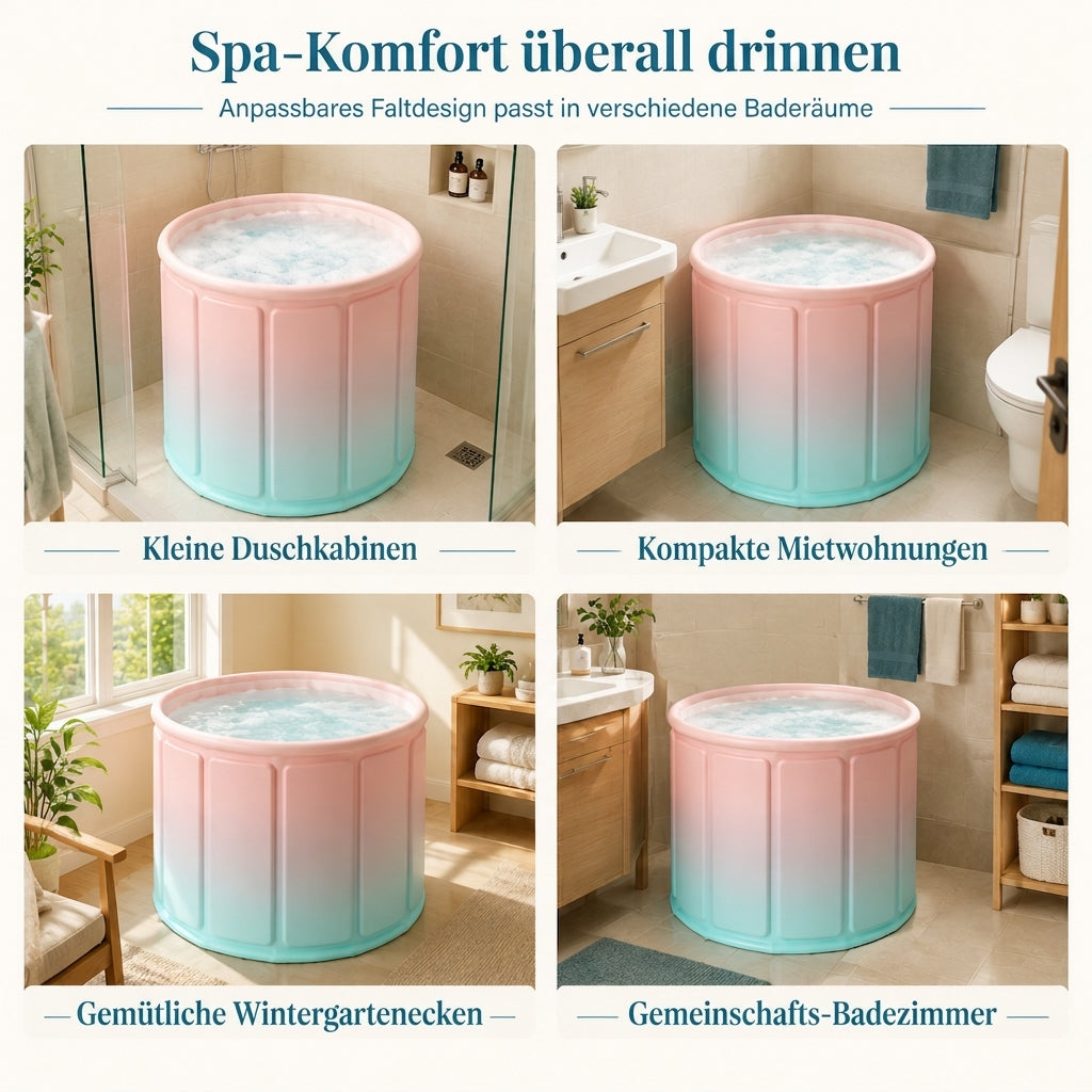 ✨ 50% RABATT! 🛁 Faltbare Badewanne für Erwachsene – groß, wärmeisolierend & mit Kissen & Ablaufschlauch