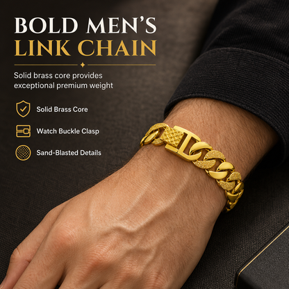 ✨ Herren-Armband im Sandgold-Stil – Matt sandgestrahlt & Uhrverschluss ✨