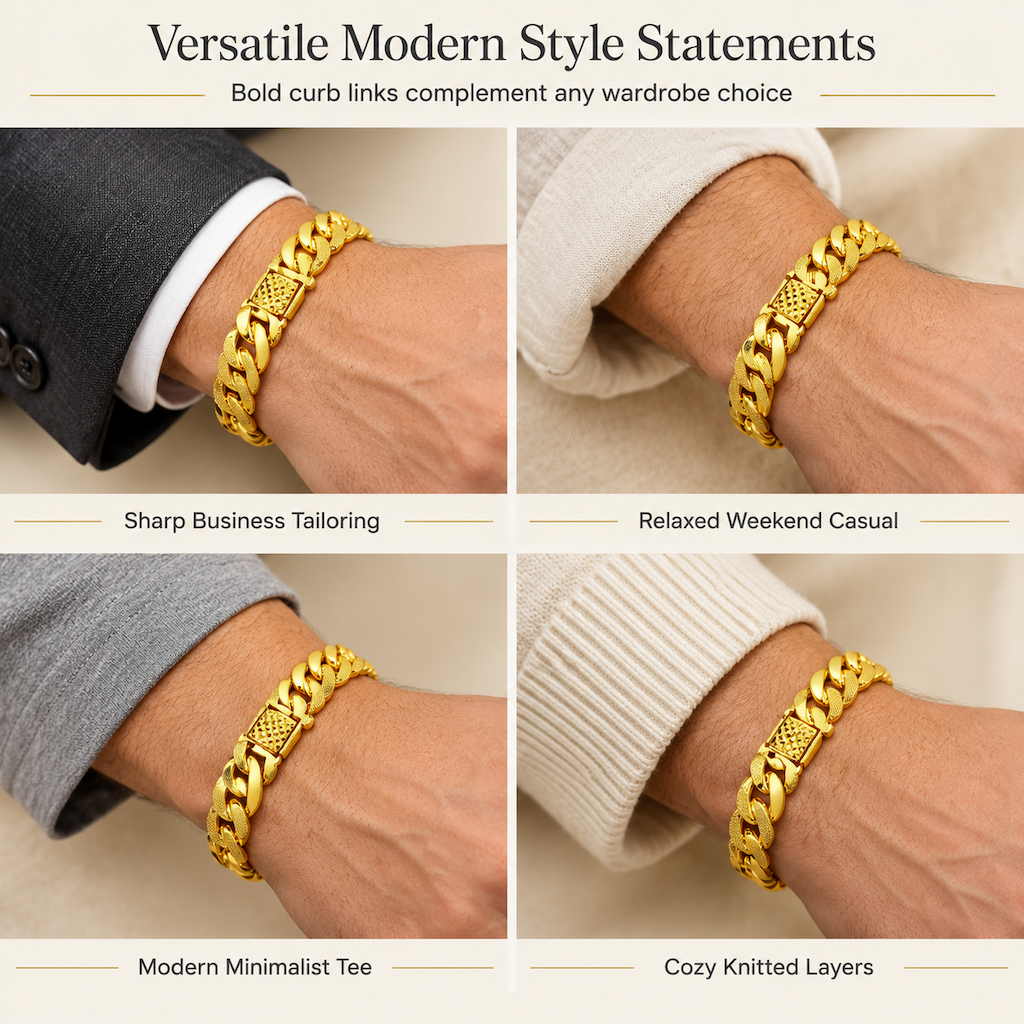 ✨ Herren-Armband im Sandgold-Stil – Matt sandgestrahlt & Uhrverschluss ✨