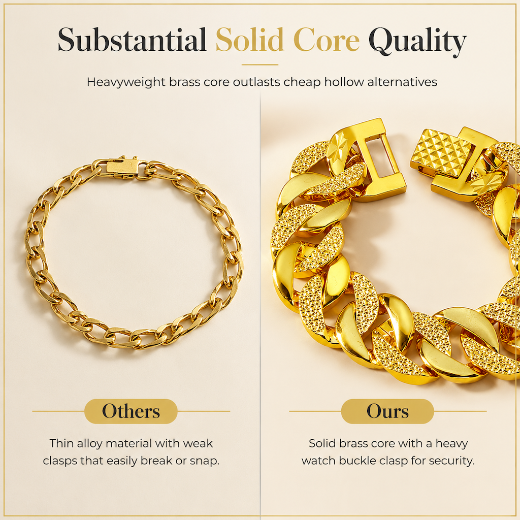 ✨ Herren-Armband im Sandgold-Stil – Matt sandgestrahlt & Uhrverschluss ✨