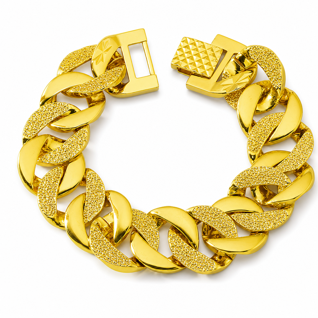 ✨ Herren-Armband im Sandgold-Stil – Matt sandgestrahlt & Uhrverschluss ✨